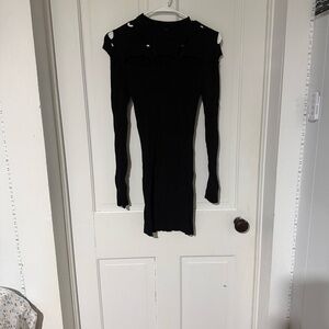 ASOS Black Long Sleeve Dress with Cut-Out Details